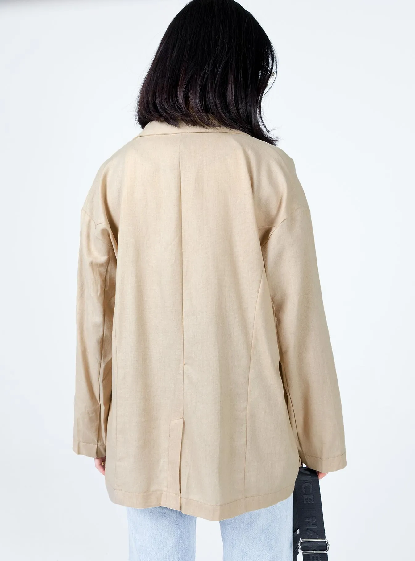 Amber Oversized Linen Blazer Beige