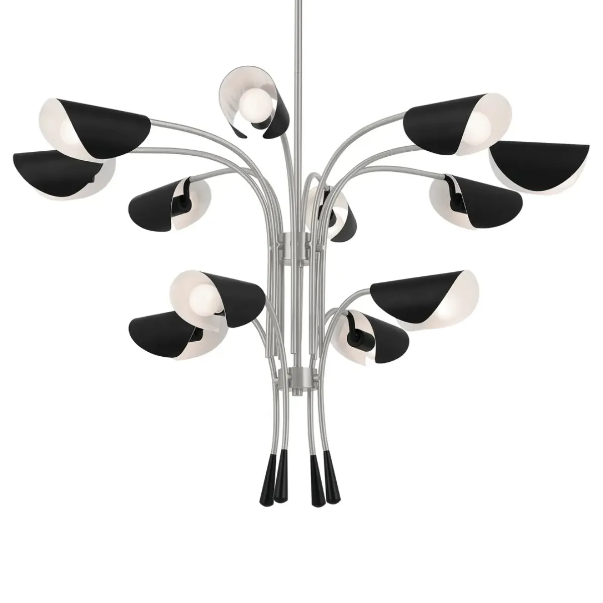 Arcus 46 in. 12 Lights Chandelier Satin Nickel Finish with Black shade