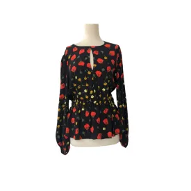 Banana Republic Black Floral Printed Peasant Blouse | Gently Used |