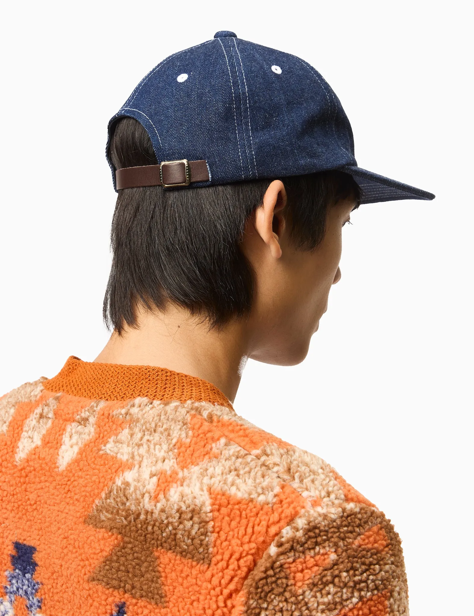 Beams Plus 6 Panel Herringbone Cap - Indigo Blue