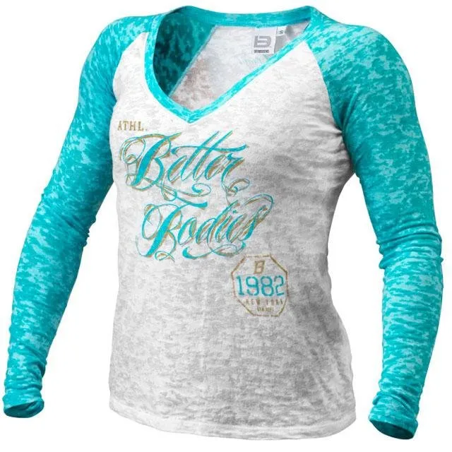 Better Bodies Burnout L-S - White-Aqua