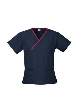 Biz Care Women's Contrast Crossover Scrub Top H10722