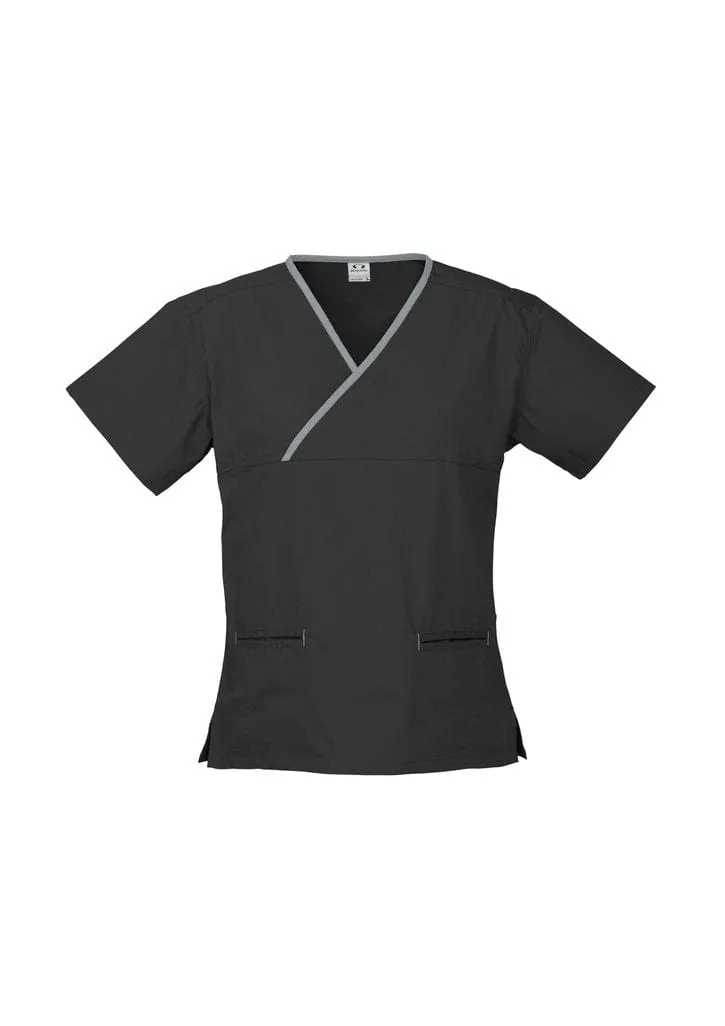 Biz Care Women's Contrast Crossover Scrub Top H10722