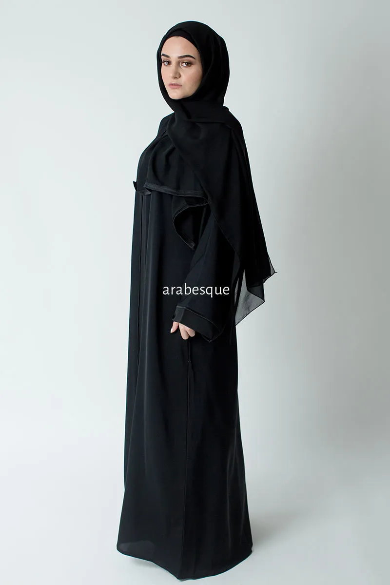 Black Border Open Abaya