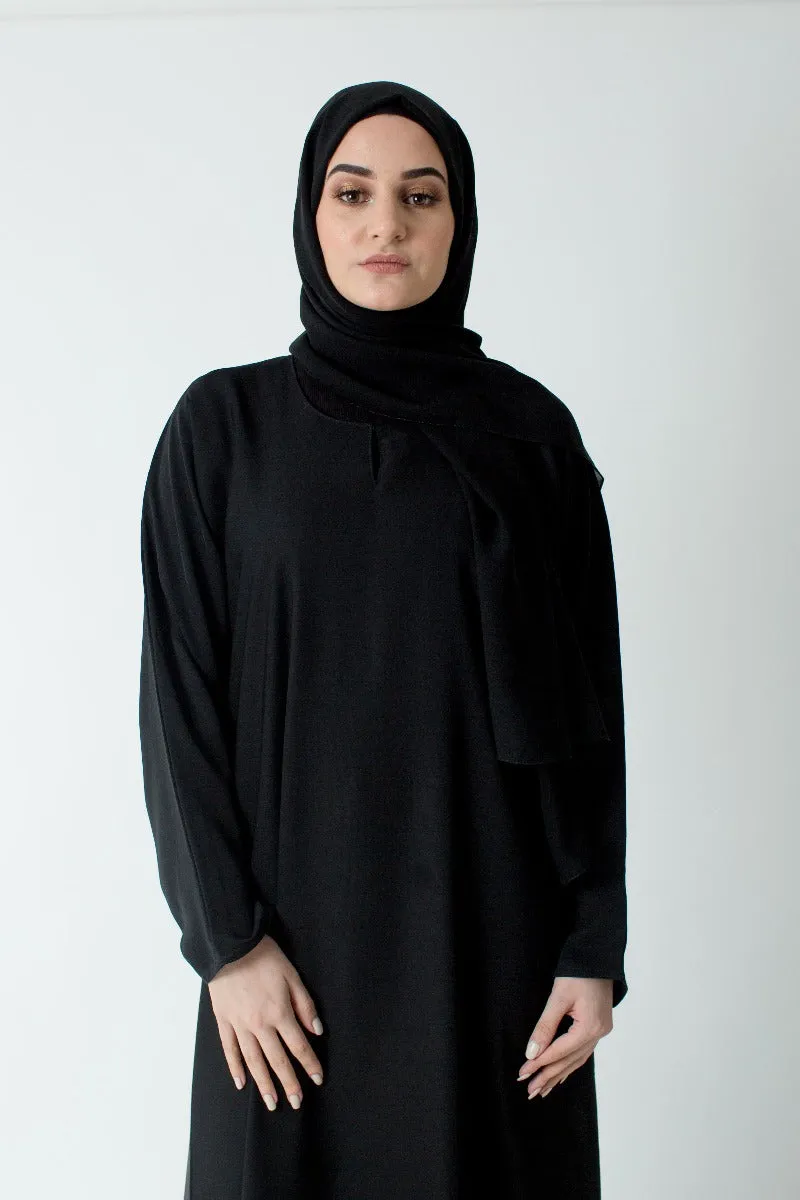 Black Plain Closed Abaya with pocket