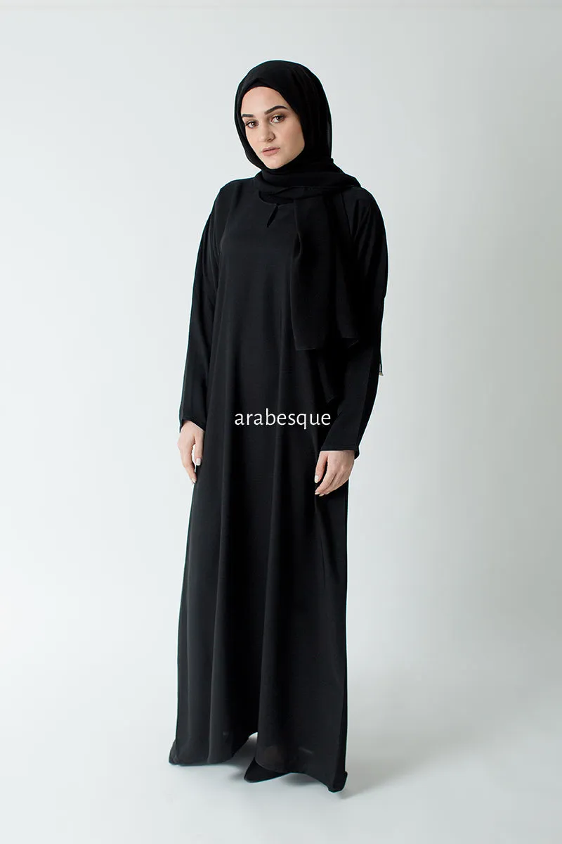 Black Plain Closed Abaya with pocket