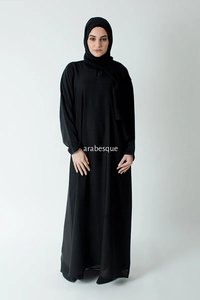 Black Plain Closed Abaya with pocket