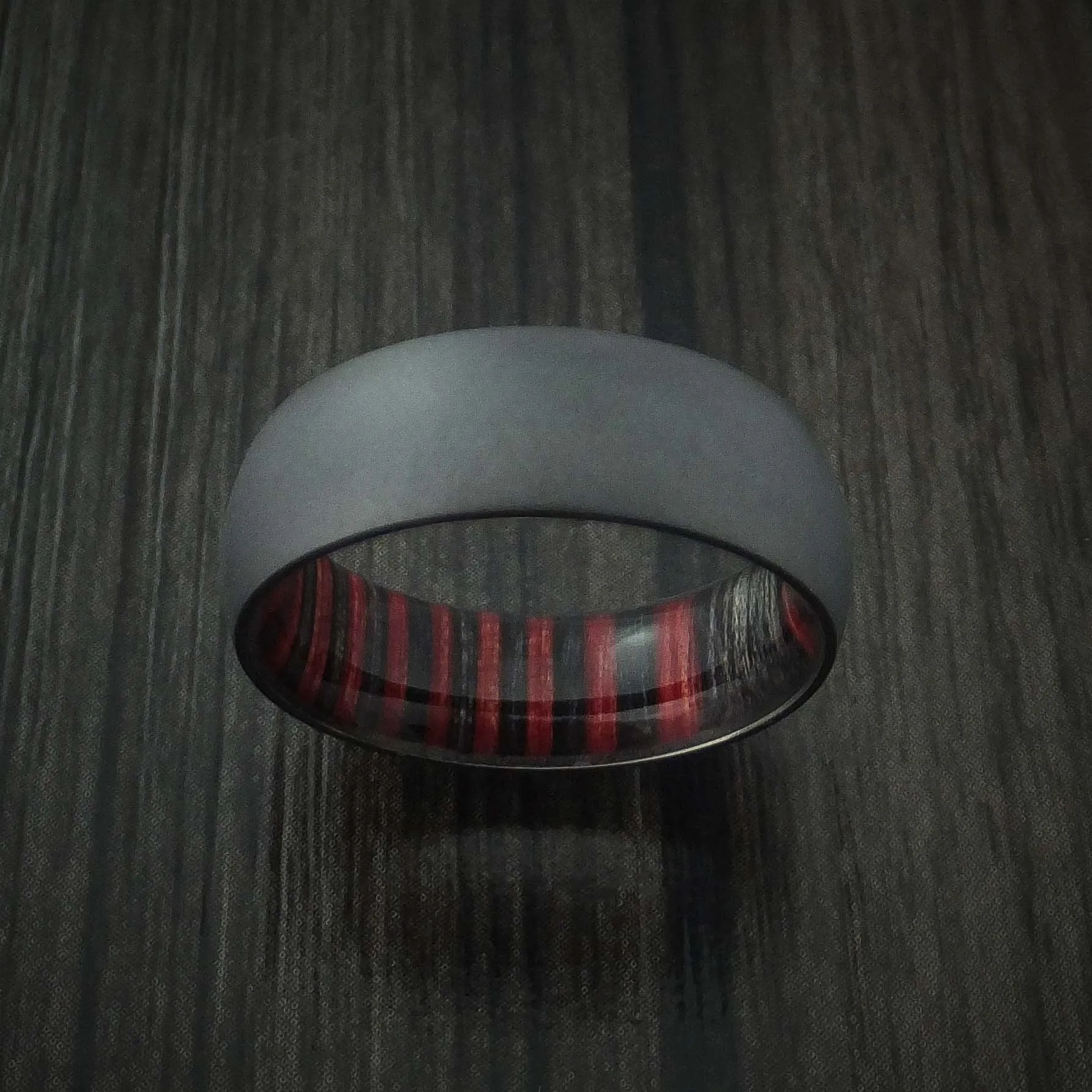 Black Titanium Men's Ring with Hardwood Sleeve Custom Made Band