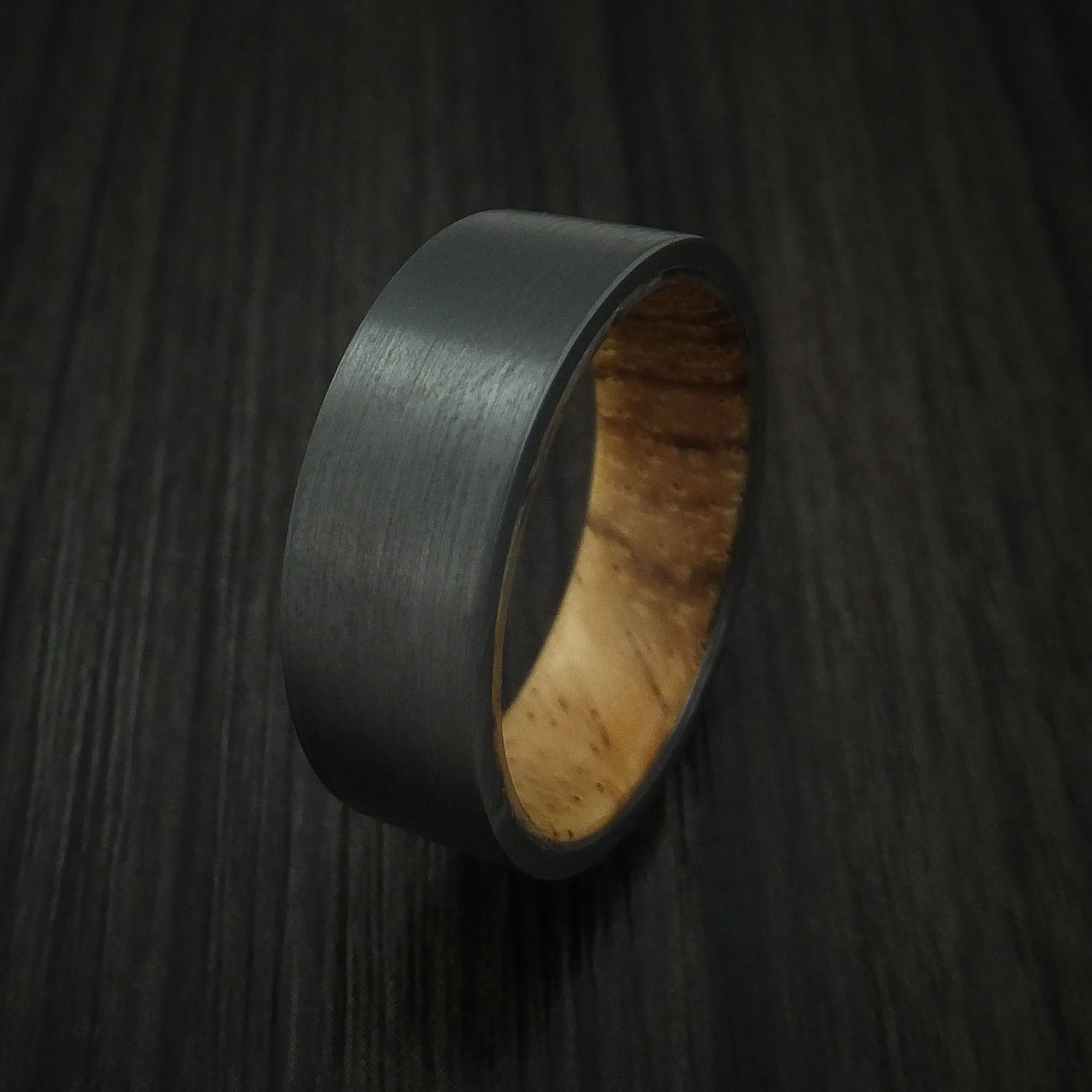 Black Zirconium and Hardwood Sleeve Men's Ring Custom Made