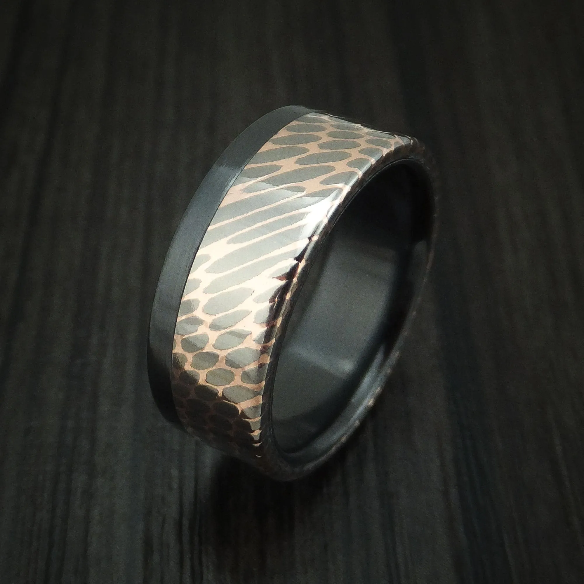 Black Zirconium and Superconductor Off-Set Men's Ring Custom Made Band