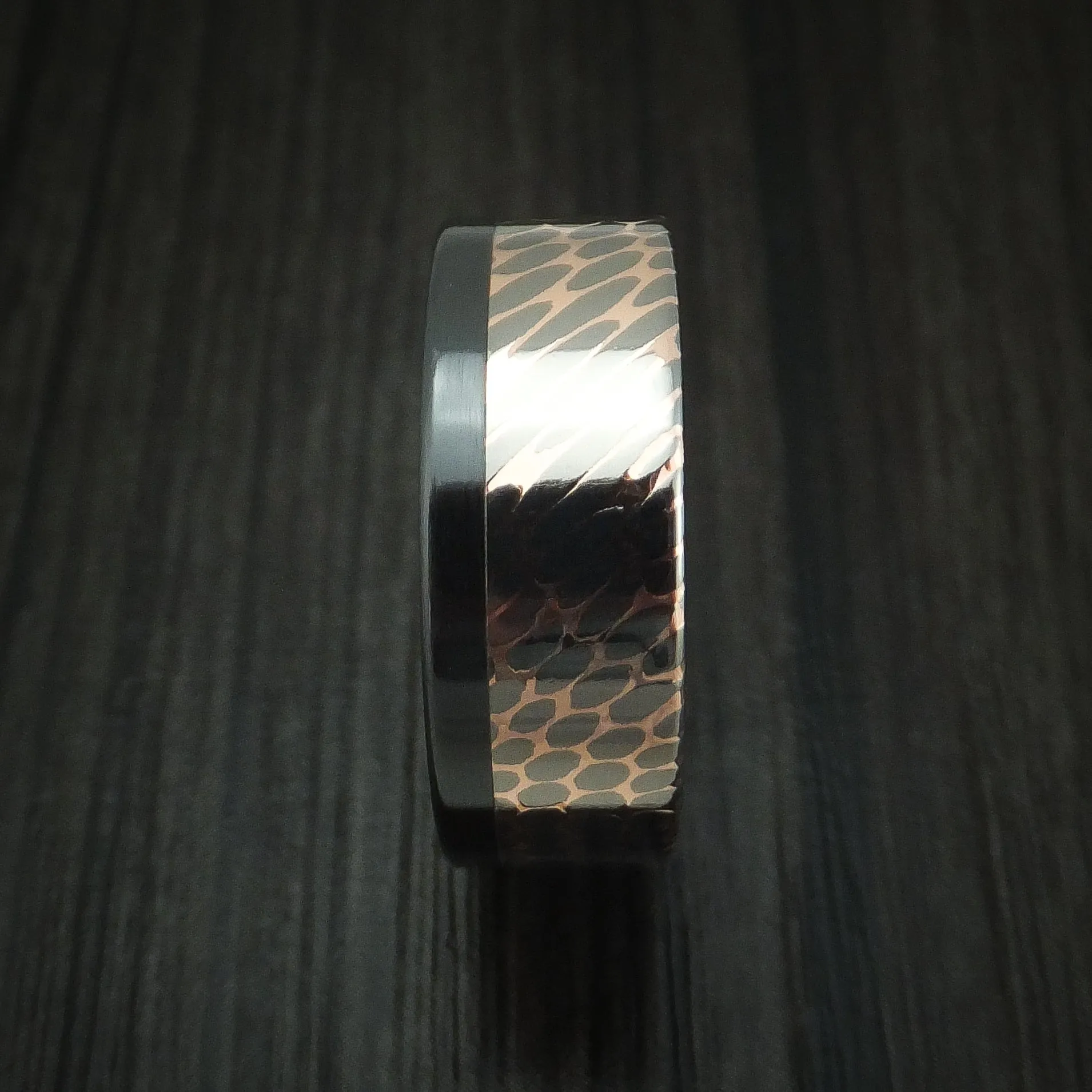 Black Zirconium and Superconductor Off-Set Men's Ring Custom Made Band