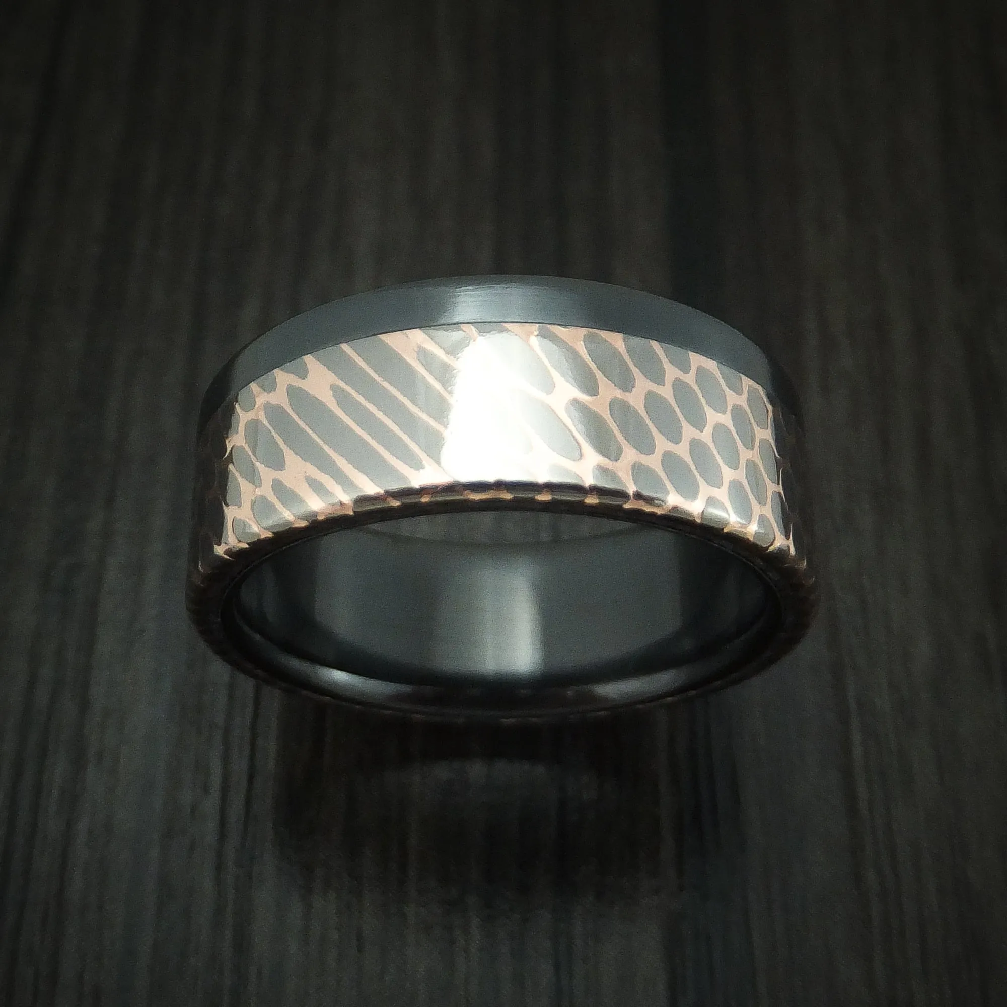 Black Zirconium and Superconductor Off-Set Men's Ring Custom Made Band