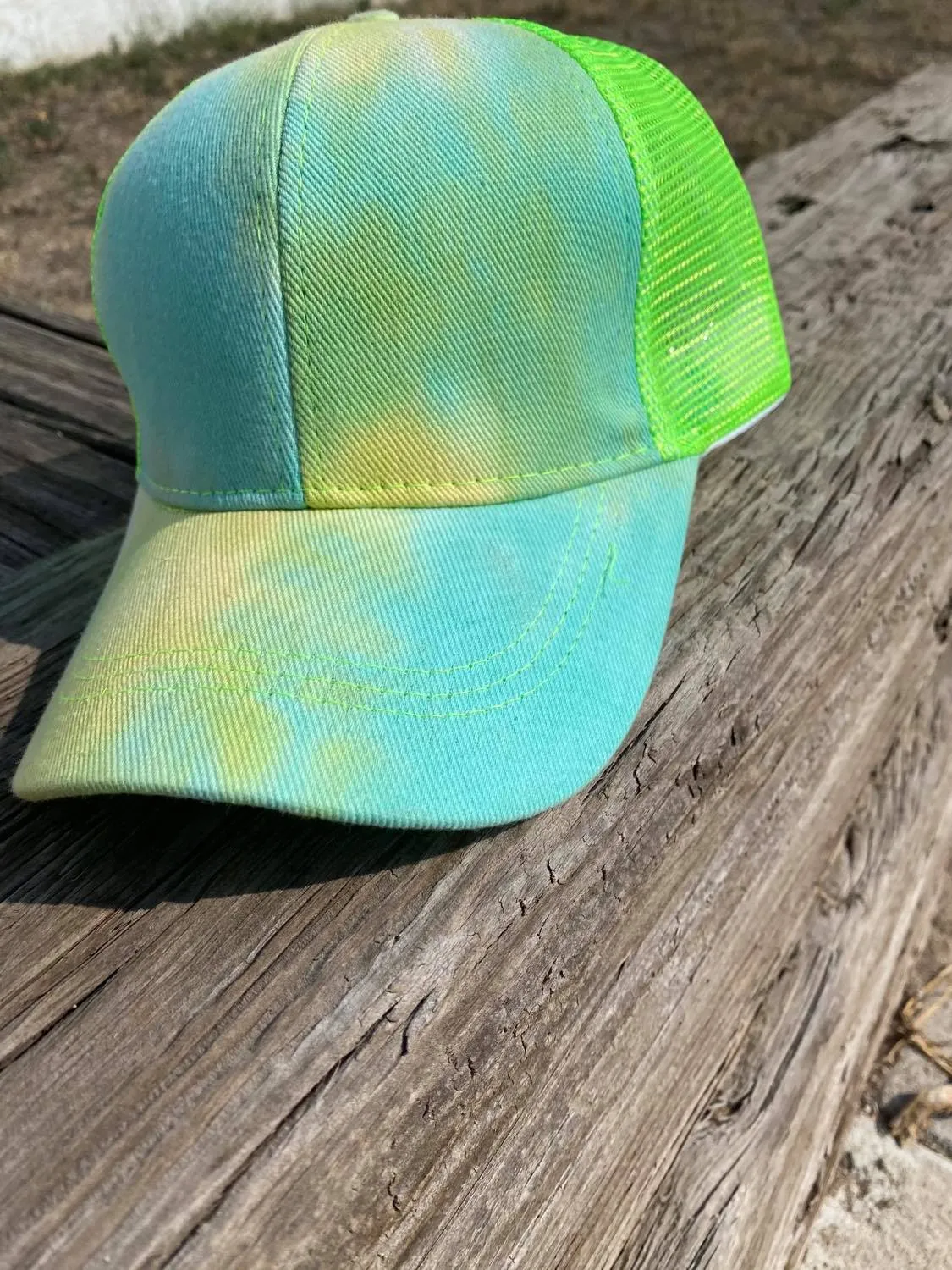 Blue and Green Tie Dye Ball Cap Hat