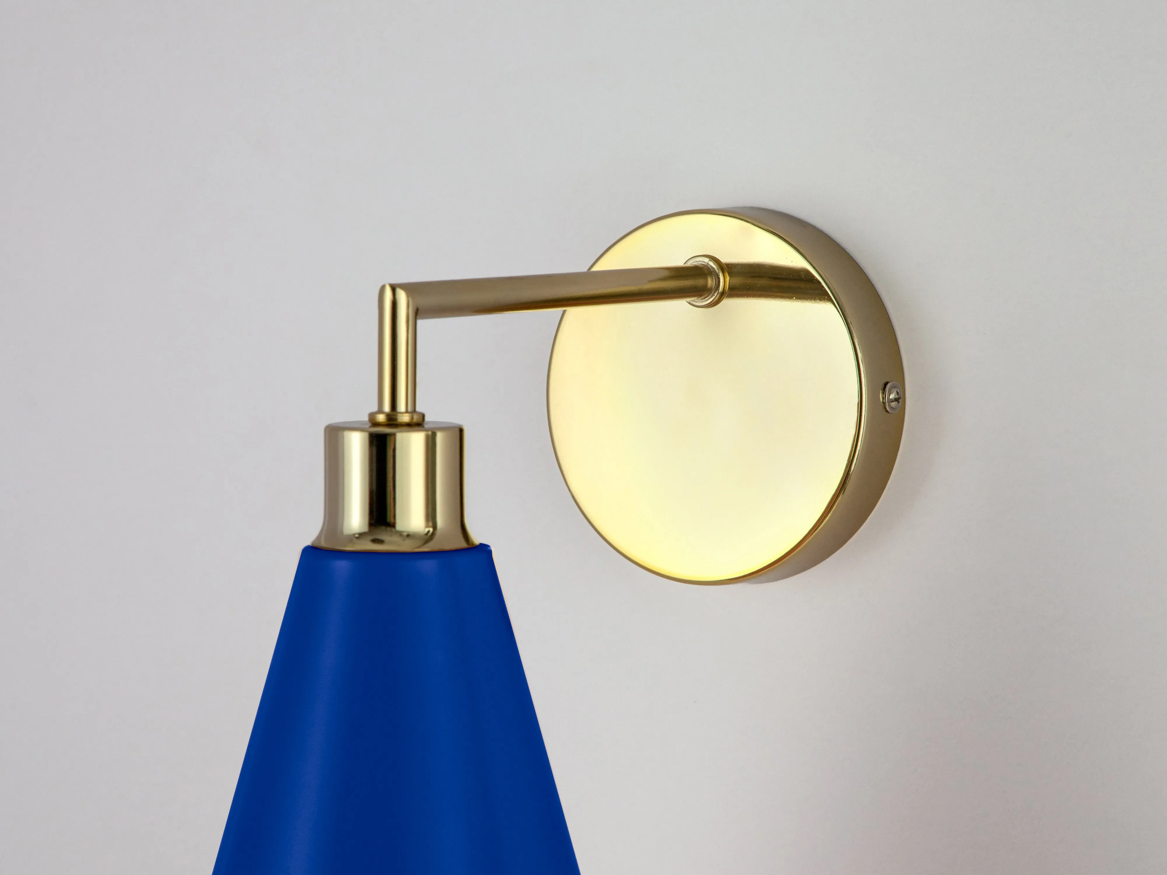 Blue cone shade wall light