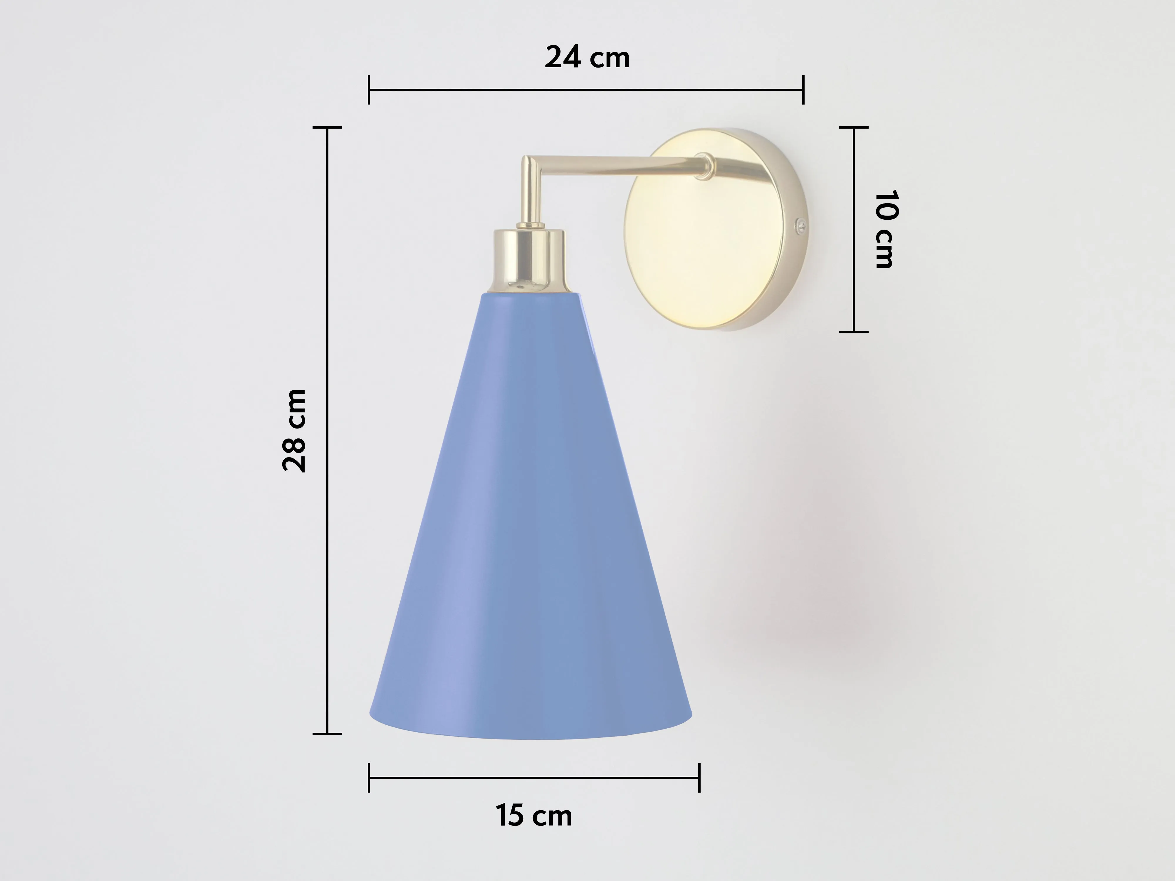 Blue cone shade wall light