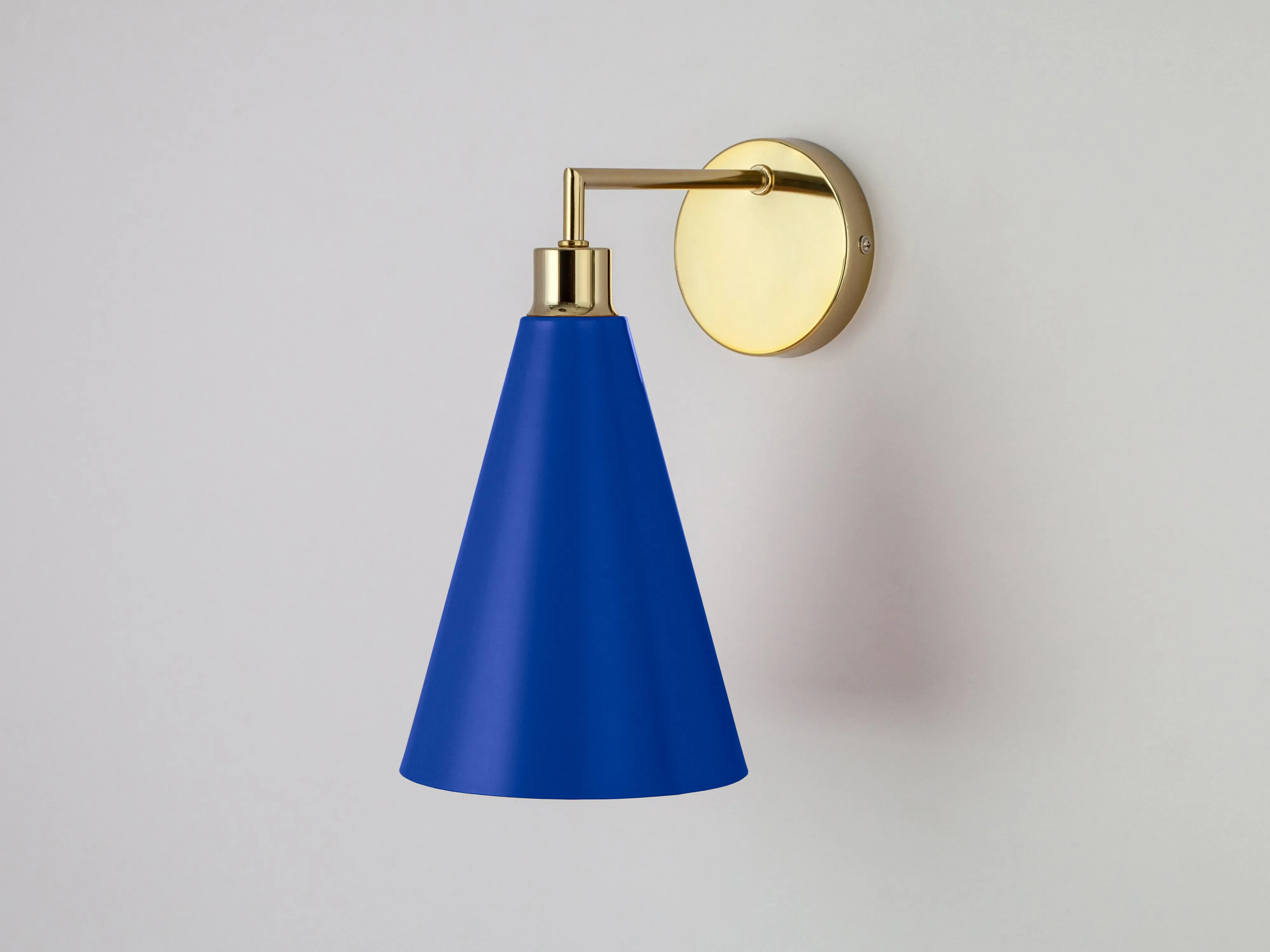 Blue cone shade wall light