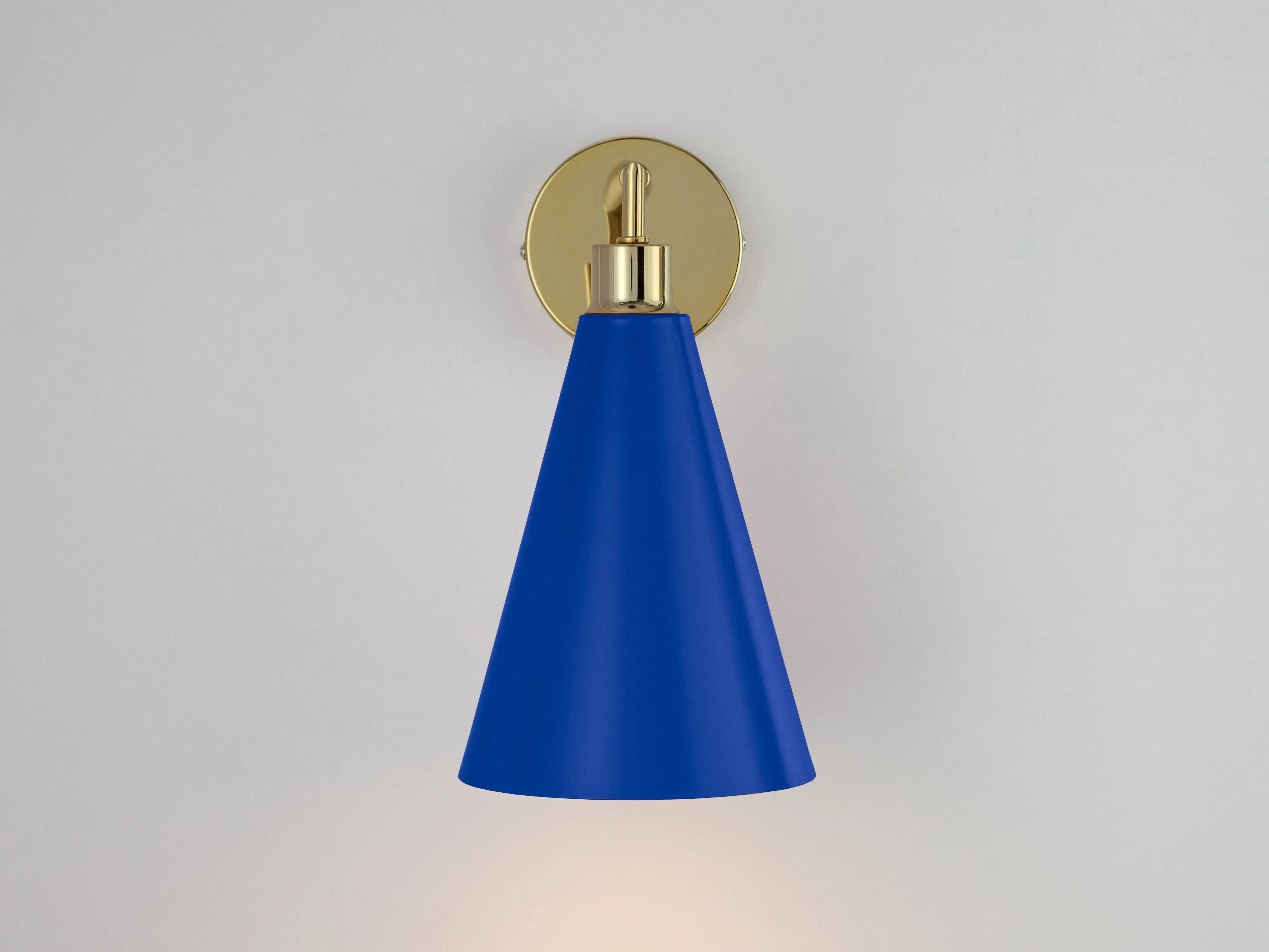 Blue cone shade wall light