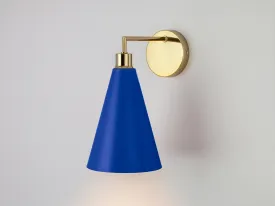 Blue cone shade wall light