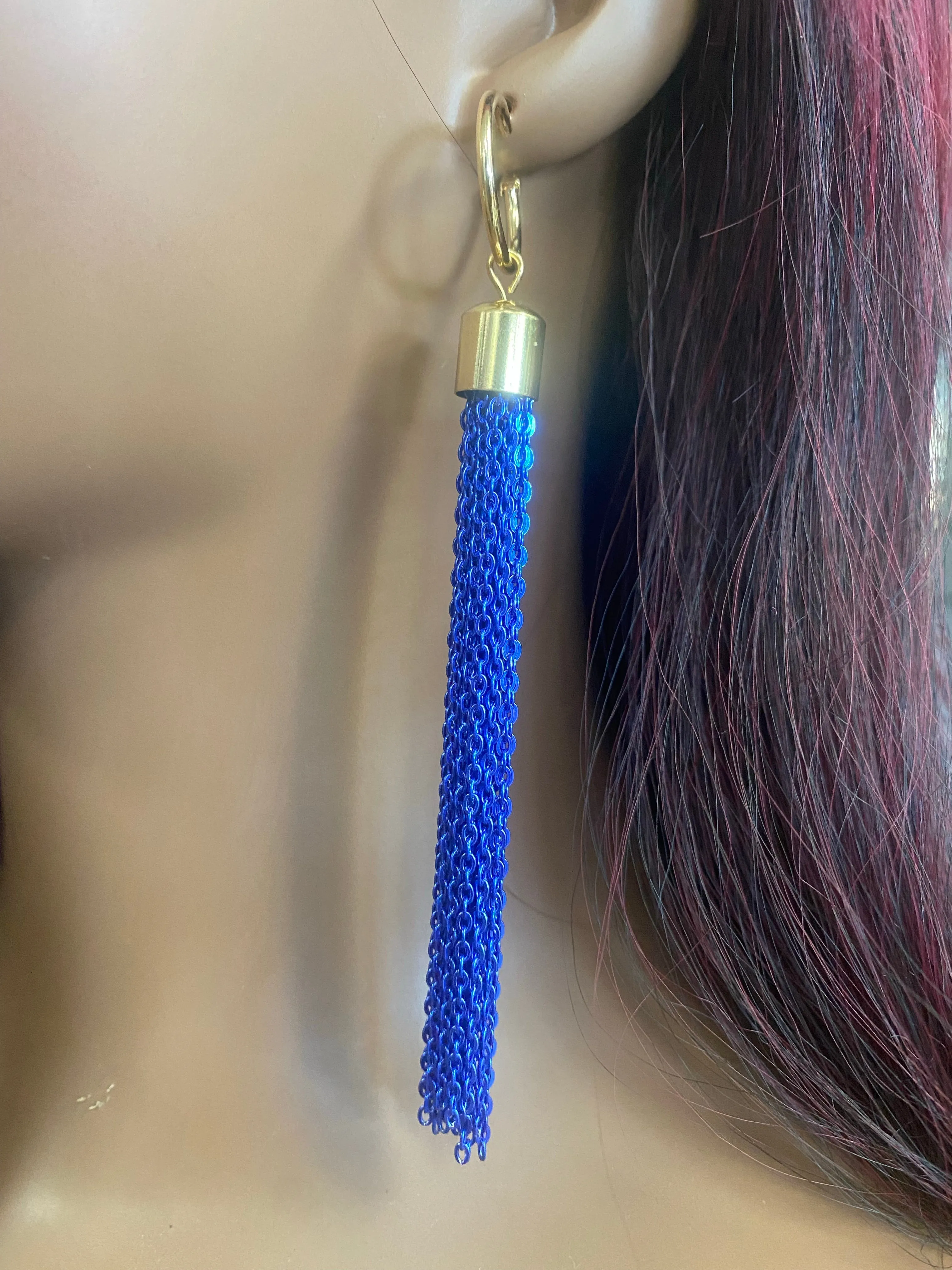 Blue Fringe Earrings