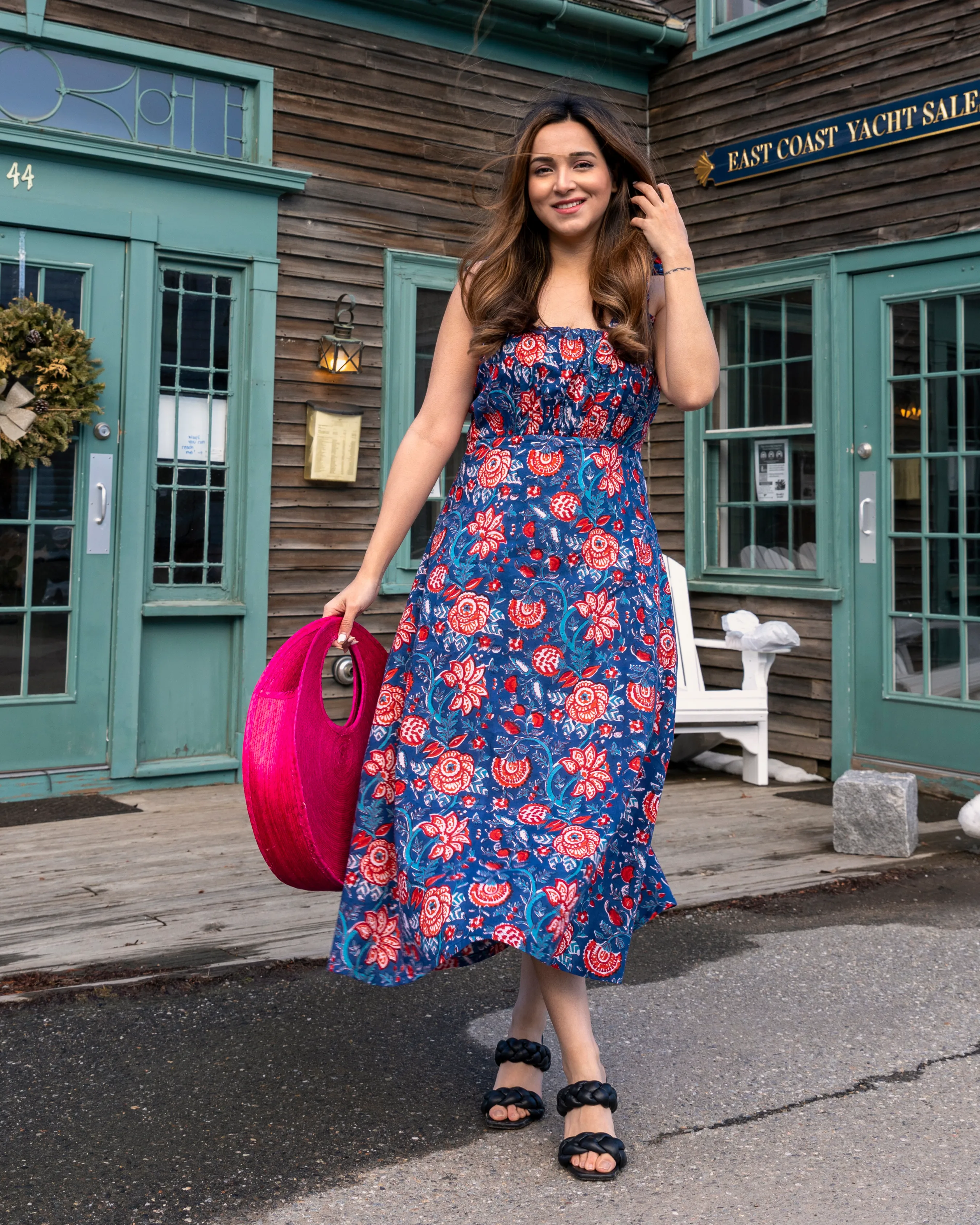 Blue Morpho Handblock Cotton Dress