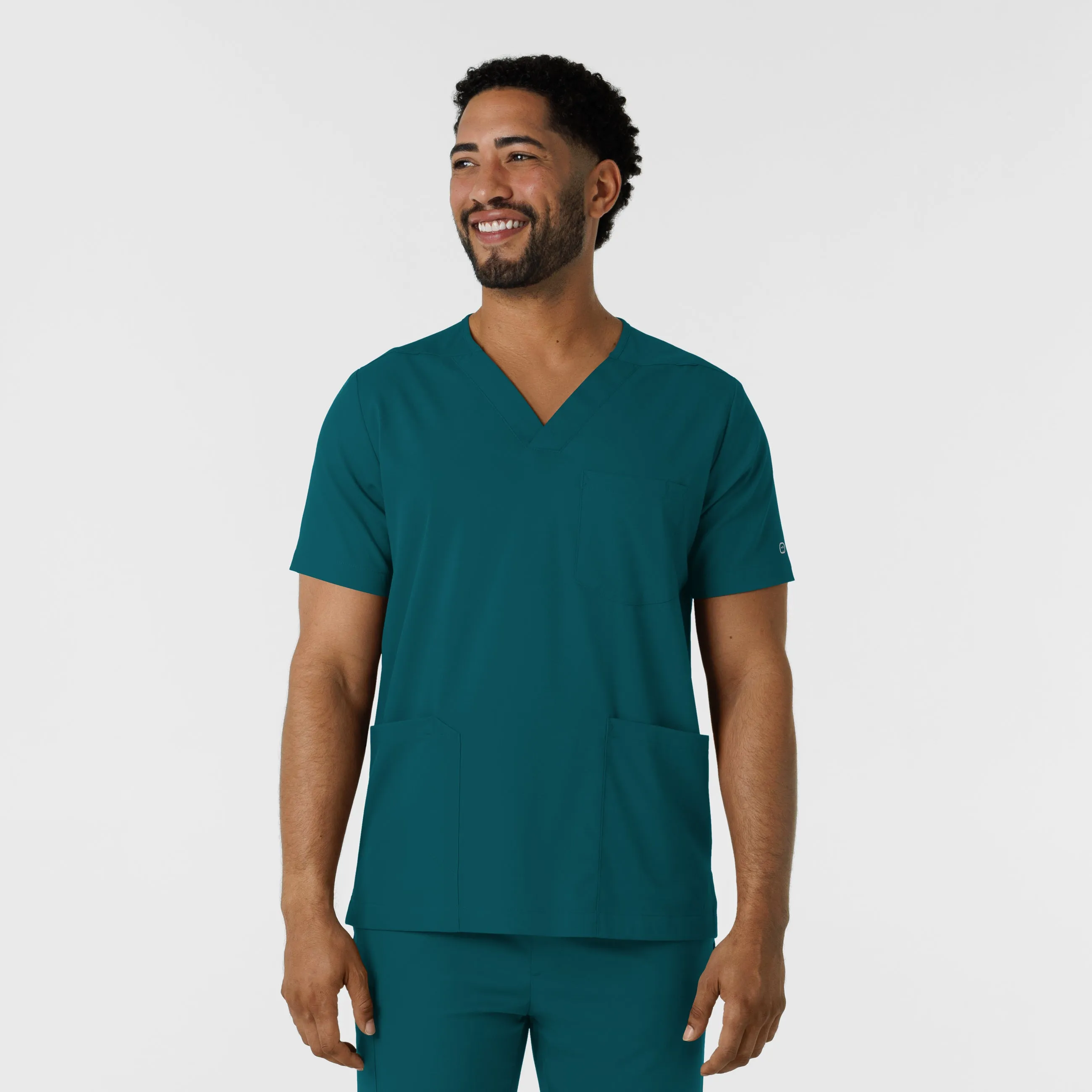 Boundless Men's Multi Pocket V-Neck Scrub Top - Caribbean