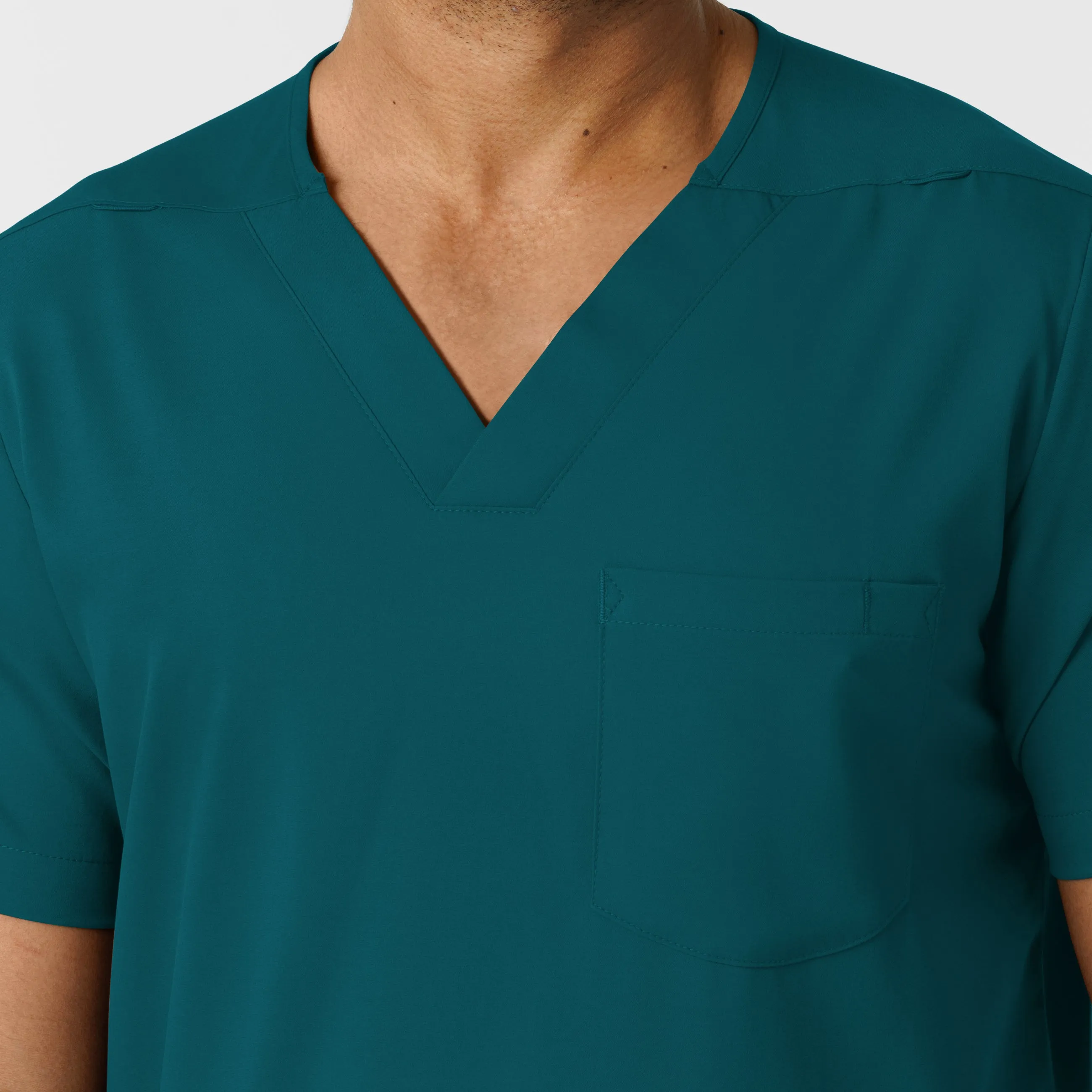 Boundless Men's Multi Pocket V-Neck Scrub Top - Caribbean