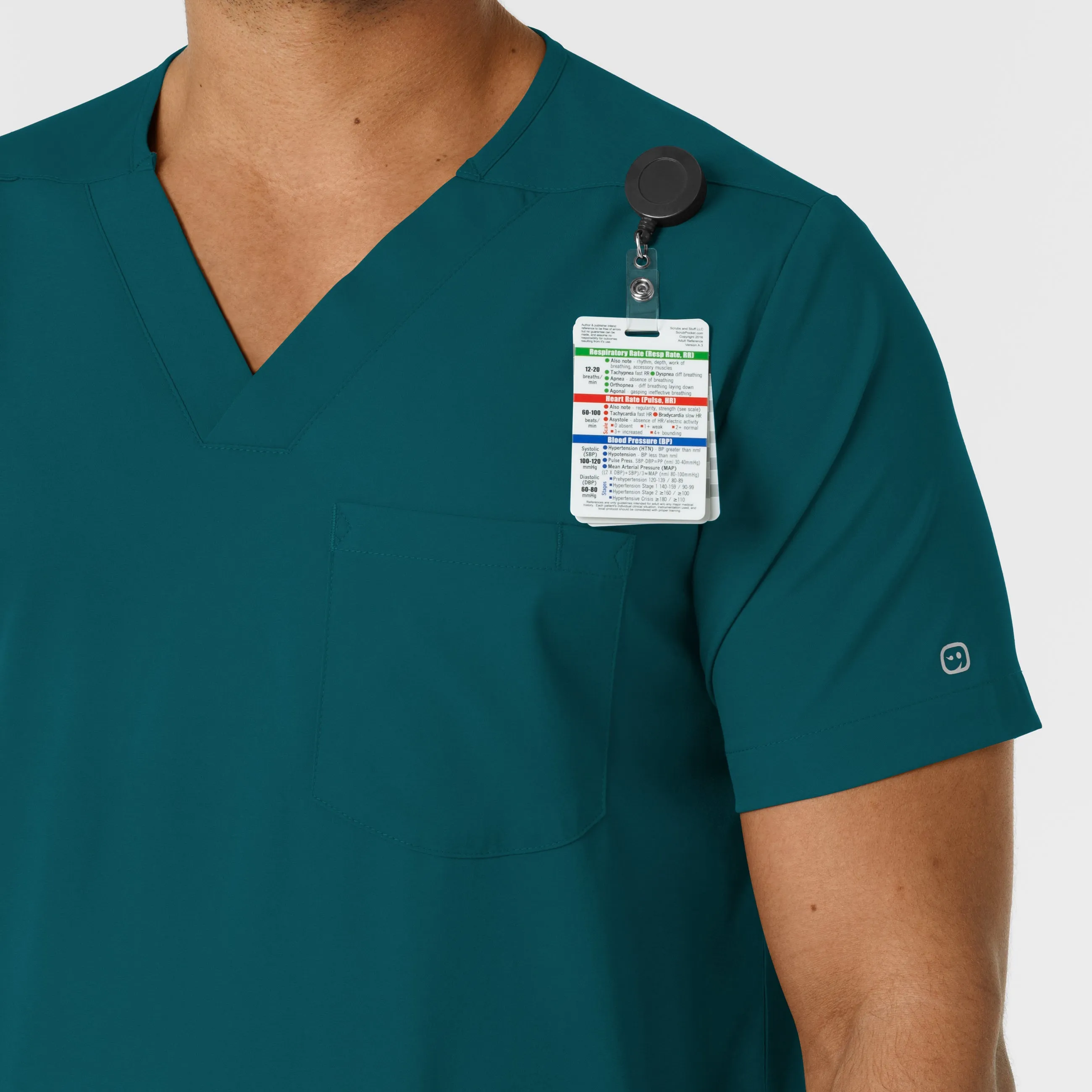 Boundless Men's Multi Pocket V-Neck Scrub Top - Caribbean