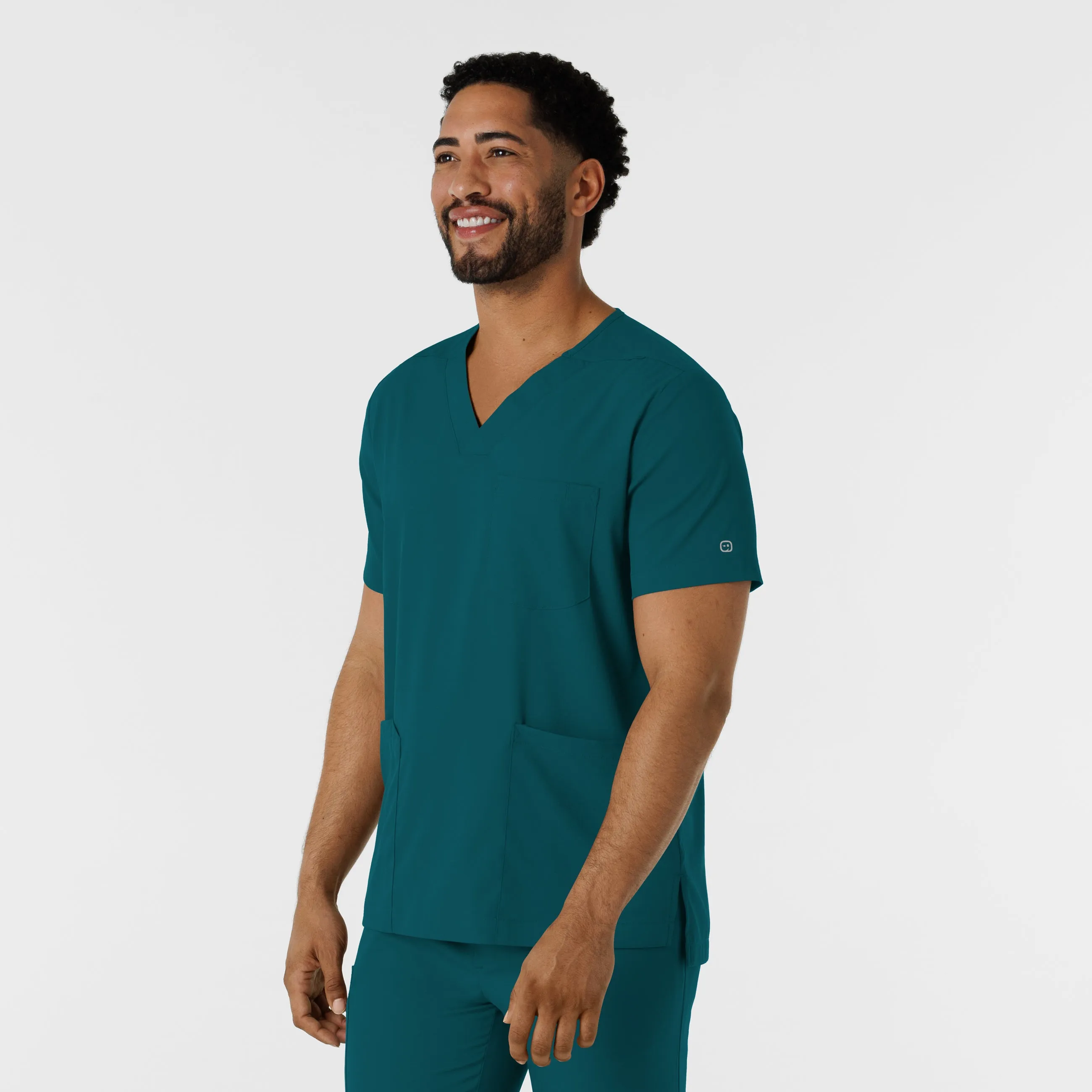 Boundless Men's Multi Pocket V-Neck Scrub Top - Caribbean