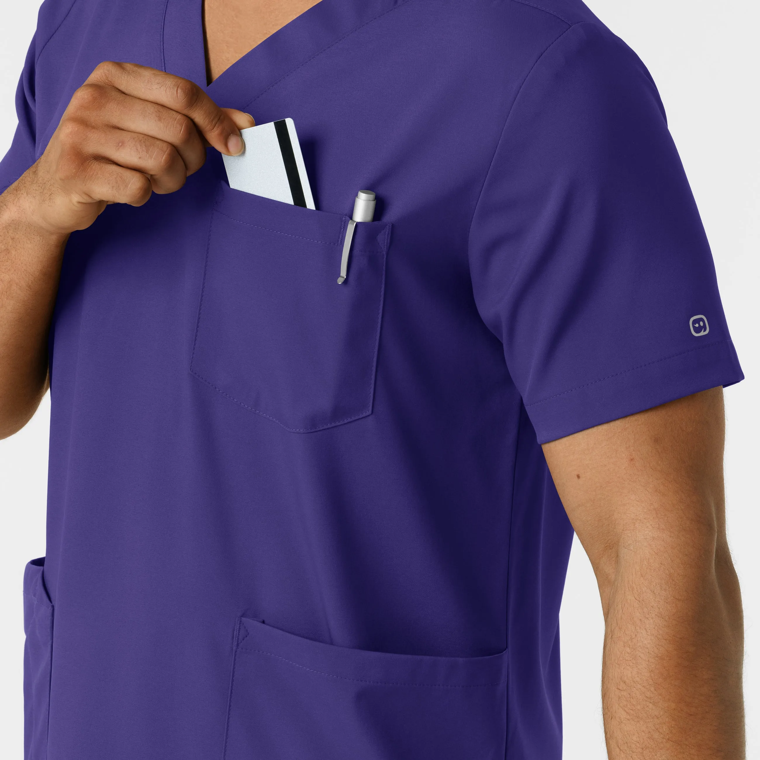 Boundless Men's Multi Pocket V-Neck Scrub Top - Grape