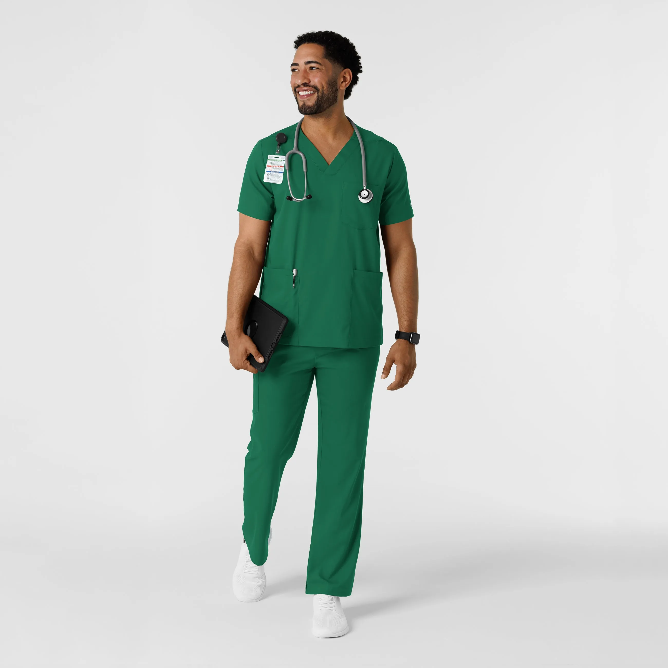 Boundless Men's Multi Pocket V-Neck Scrub Top - Hunter