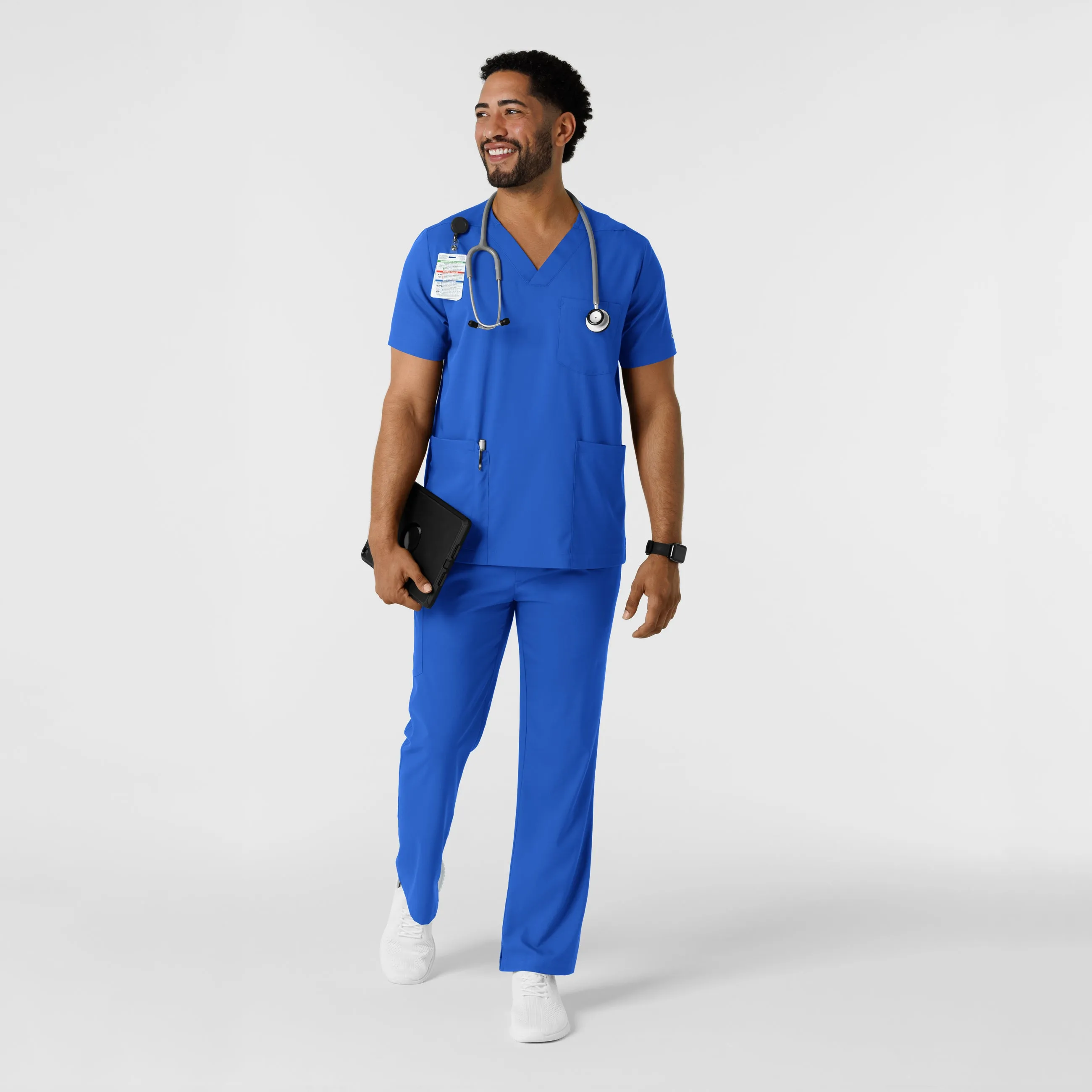 Boundless Men's Multi Pocket V-Neck Scrub Top - Royal