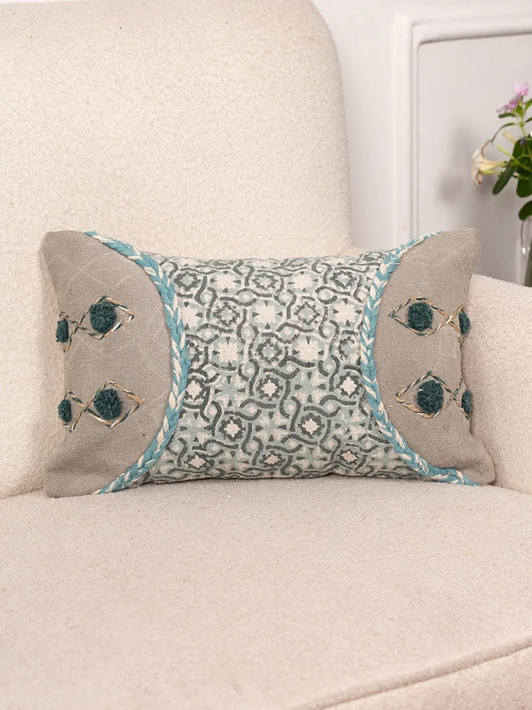 BRAID FUSHION - BLOCK PRINTED LUMBAR CUSHION COVER