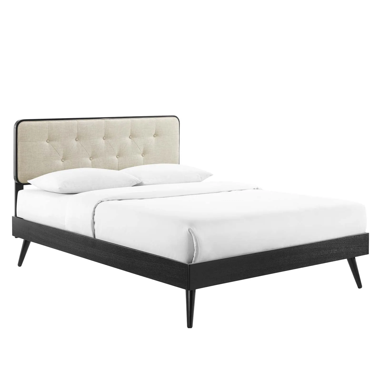 Bridgette Wood Platform Bed With Splayed Legs