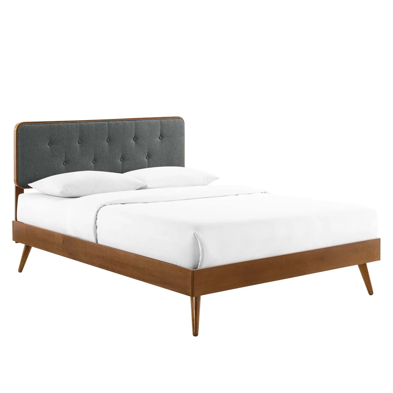 Bridgette Wood Platform Bed With Splayed Legs