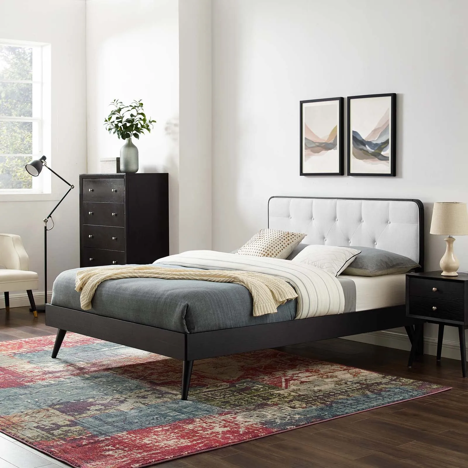 Bridgette Wood Platform Bed With Splayed Legs