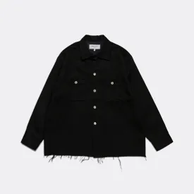 Brushed Back Satin Overshirt - Black