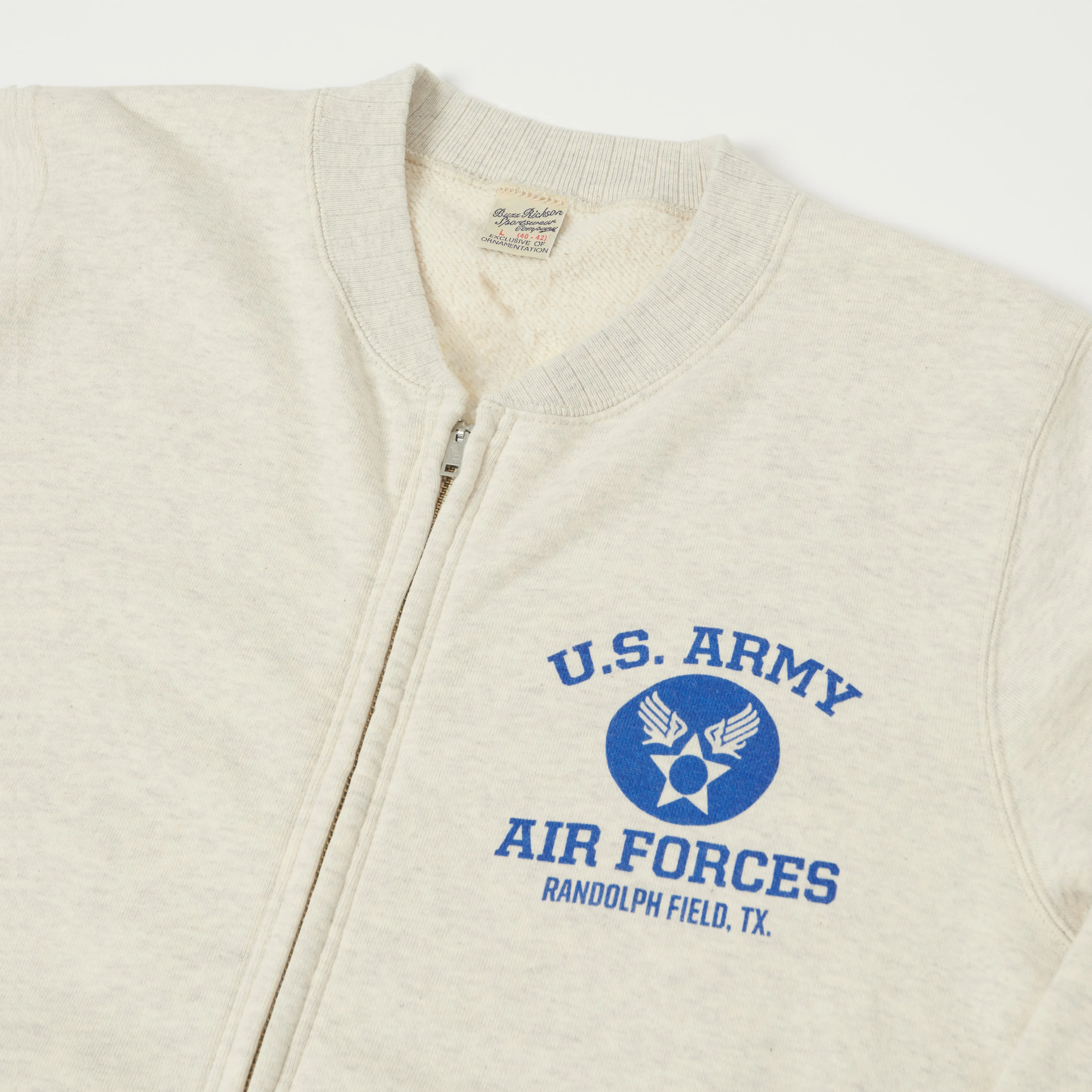 Buzz Rickson's U.S. Army Air Forces Zip Sweatshirt - Oatmeal