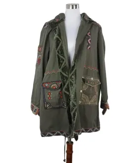 Calypso Olive Embroidered Trenchcoat sz 12