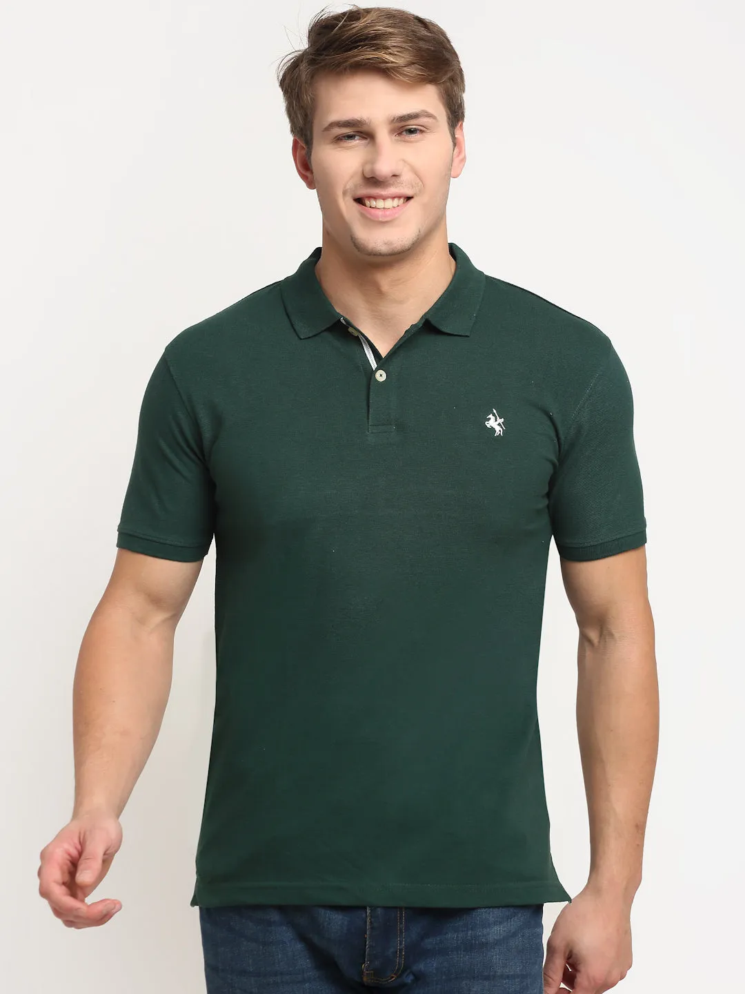 Cantabil Bottle Green Men's T-Shirt