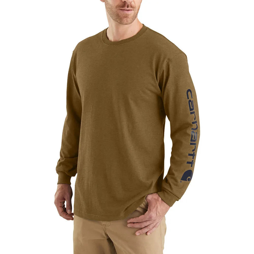 Carhartt Men's Signature Logo Long Sleeve T-Shirt_Oiled Walnut Heather