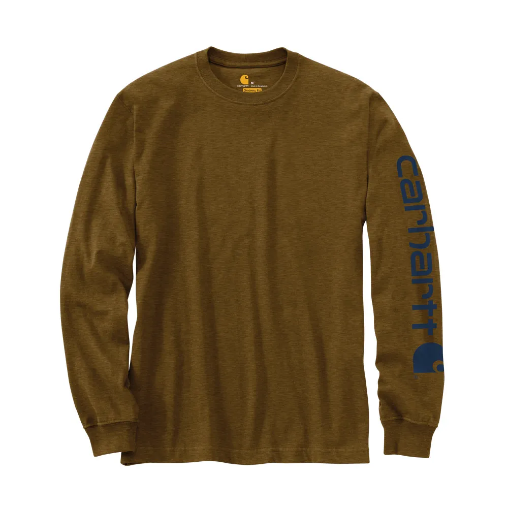 Carhartt Men's Signature Logo Long Sleeve T-Shirt_Oiled Walnut Heather