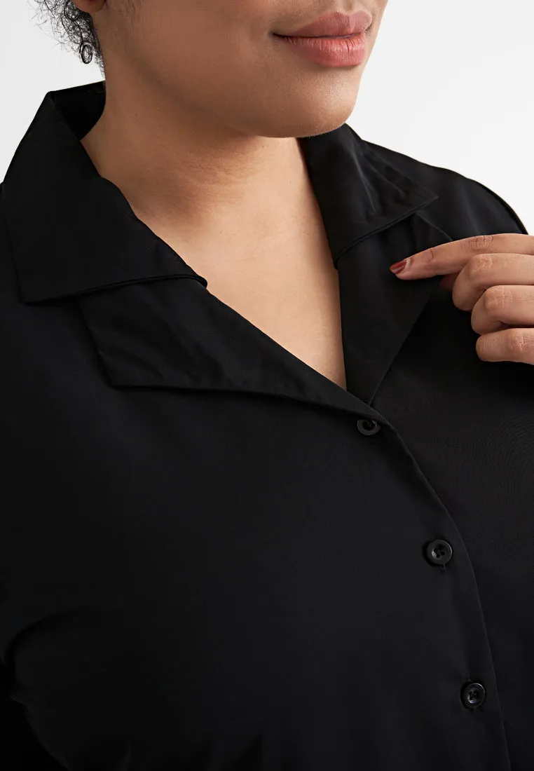 Catherine Double Collar Work Blouse - Black