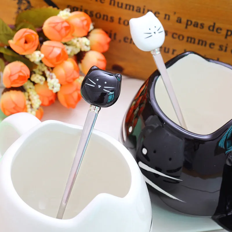 Ceramic Cute Cat Mug With Spoon - 400ML