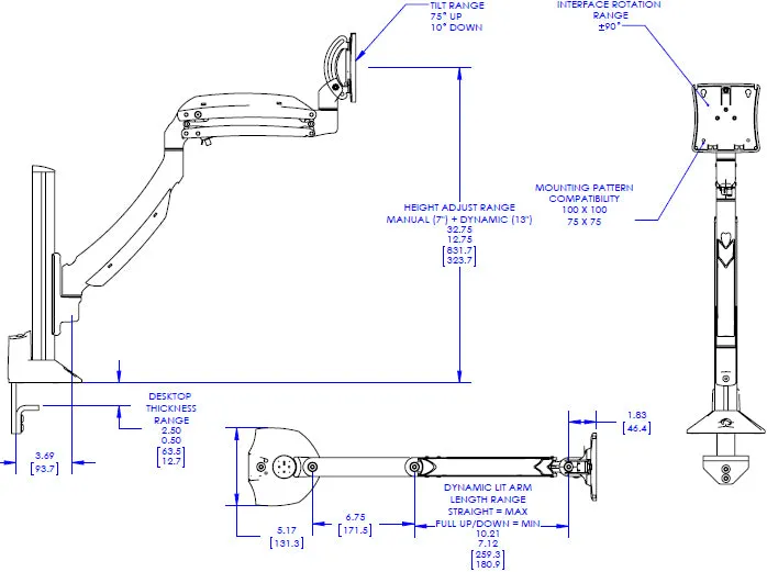 Chief Kontour K1C Dynamic Column Mount, 1 Monitor - K1C120