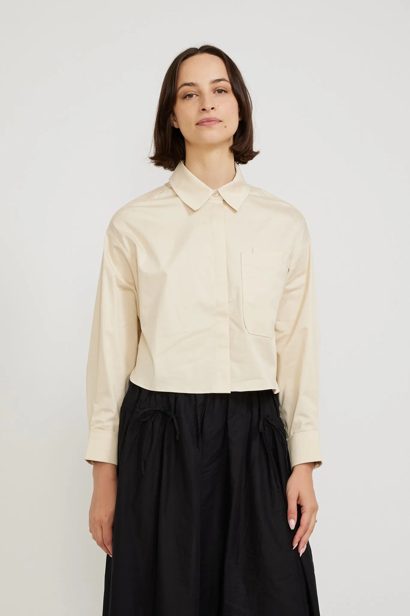 Cirele Satin Short Shirt Off White