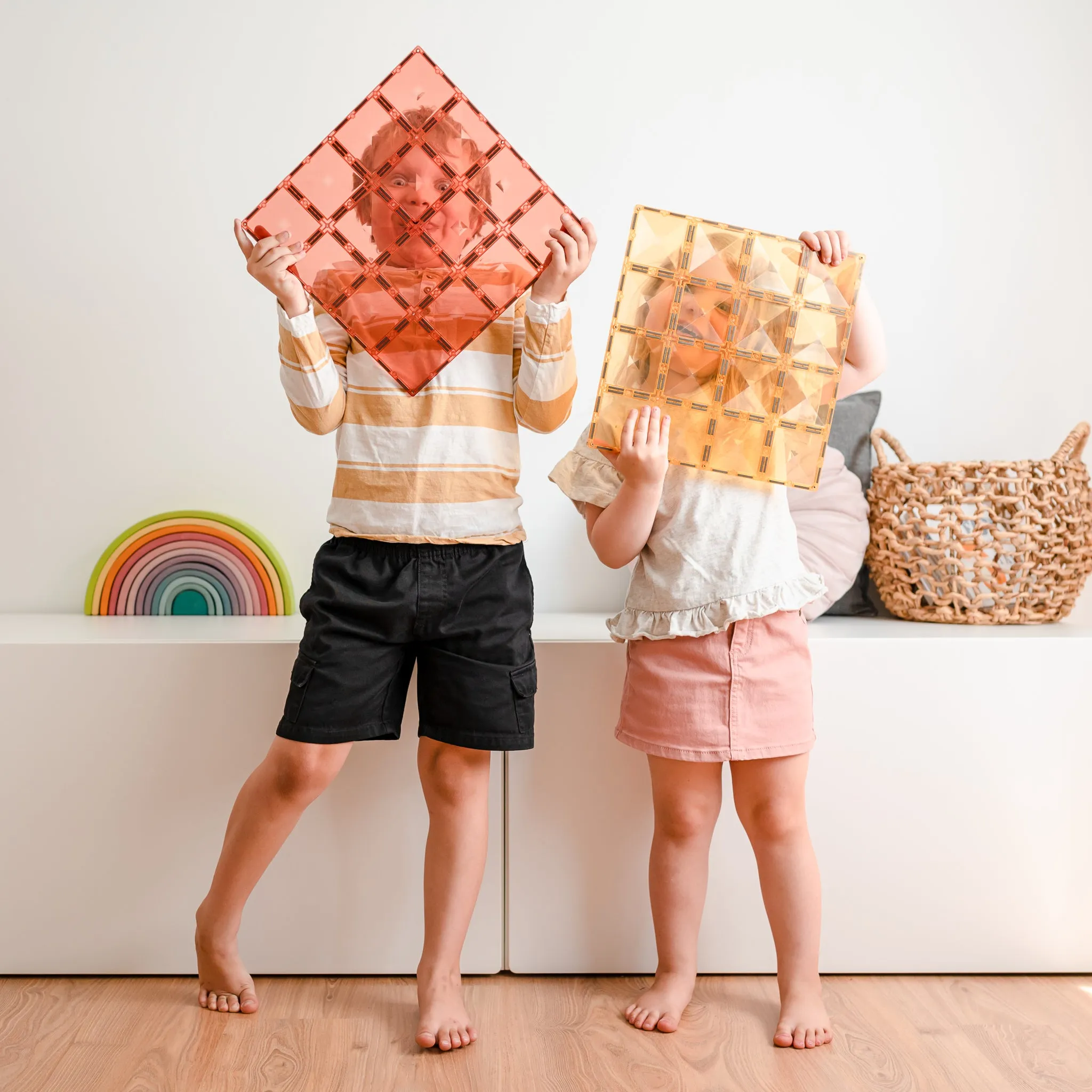 Connetix Tiles - 2 Piece Base Plate Set | Lemon/Peach