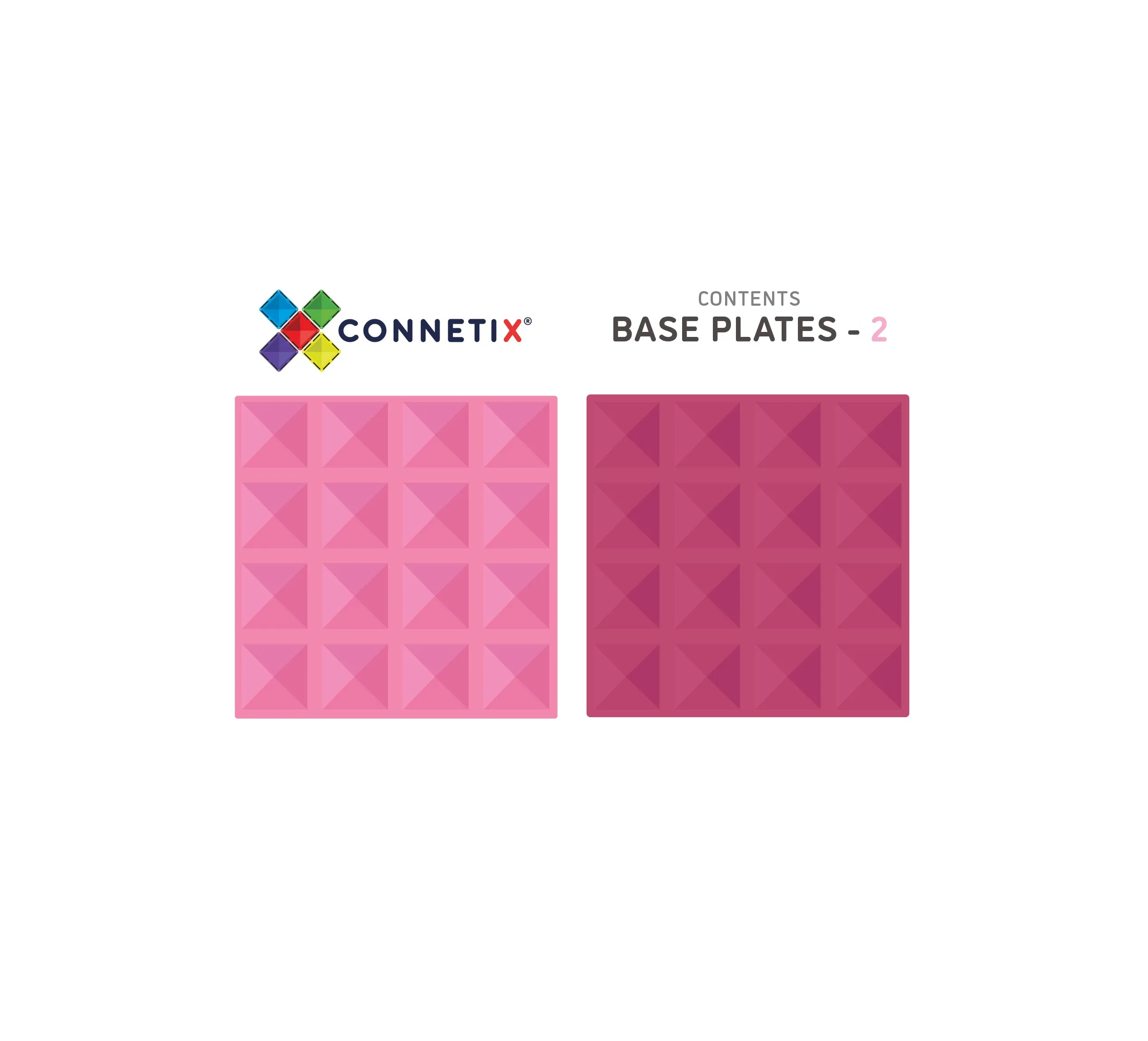 Connetix Tiles - 2 Piece Base Plate Set | Pink/Berry