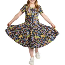 Construction Blocks Kids Twirl Dress