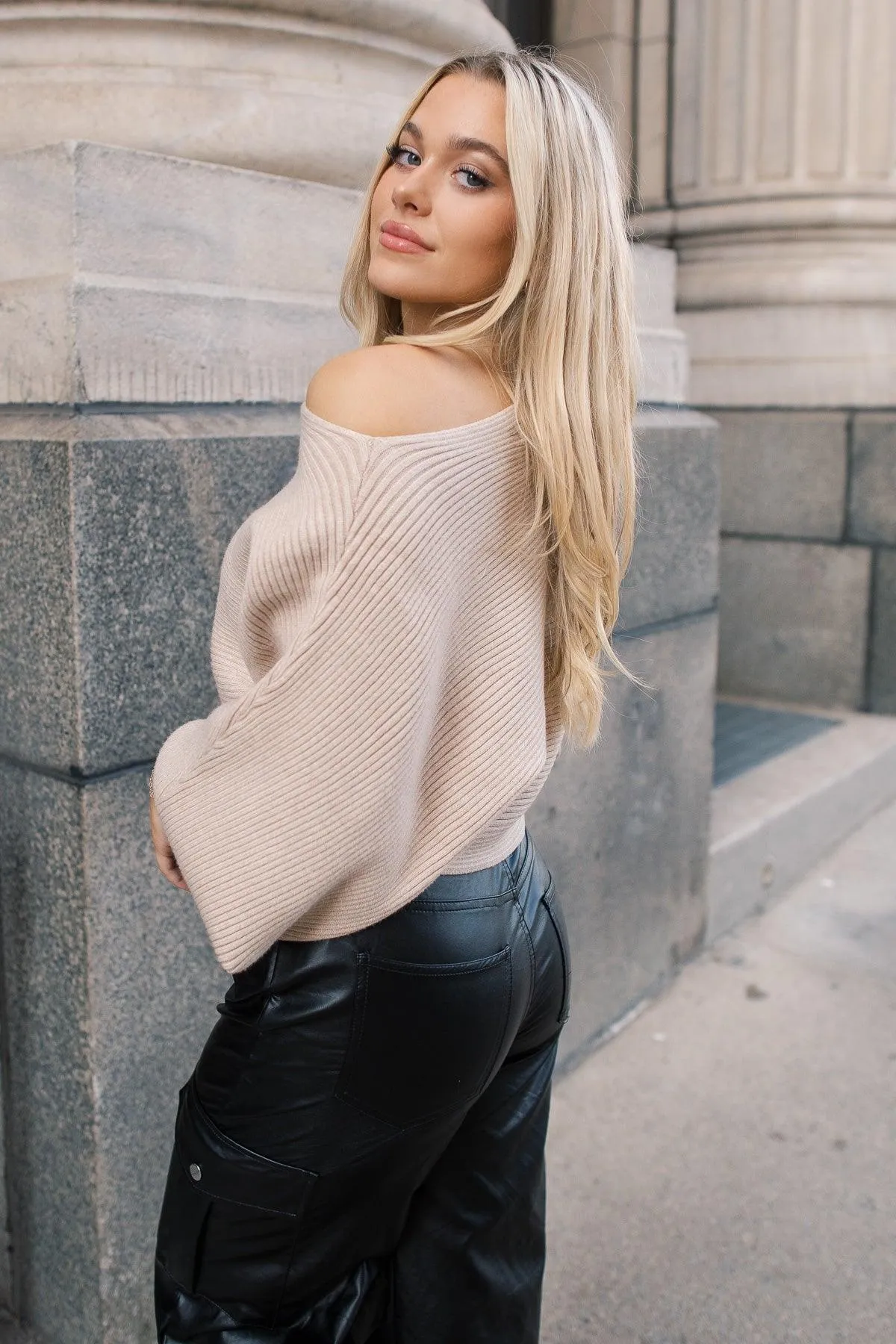 Cora Taupe Rib Knit Sweater - Final Sale