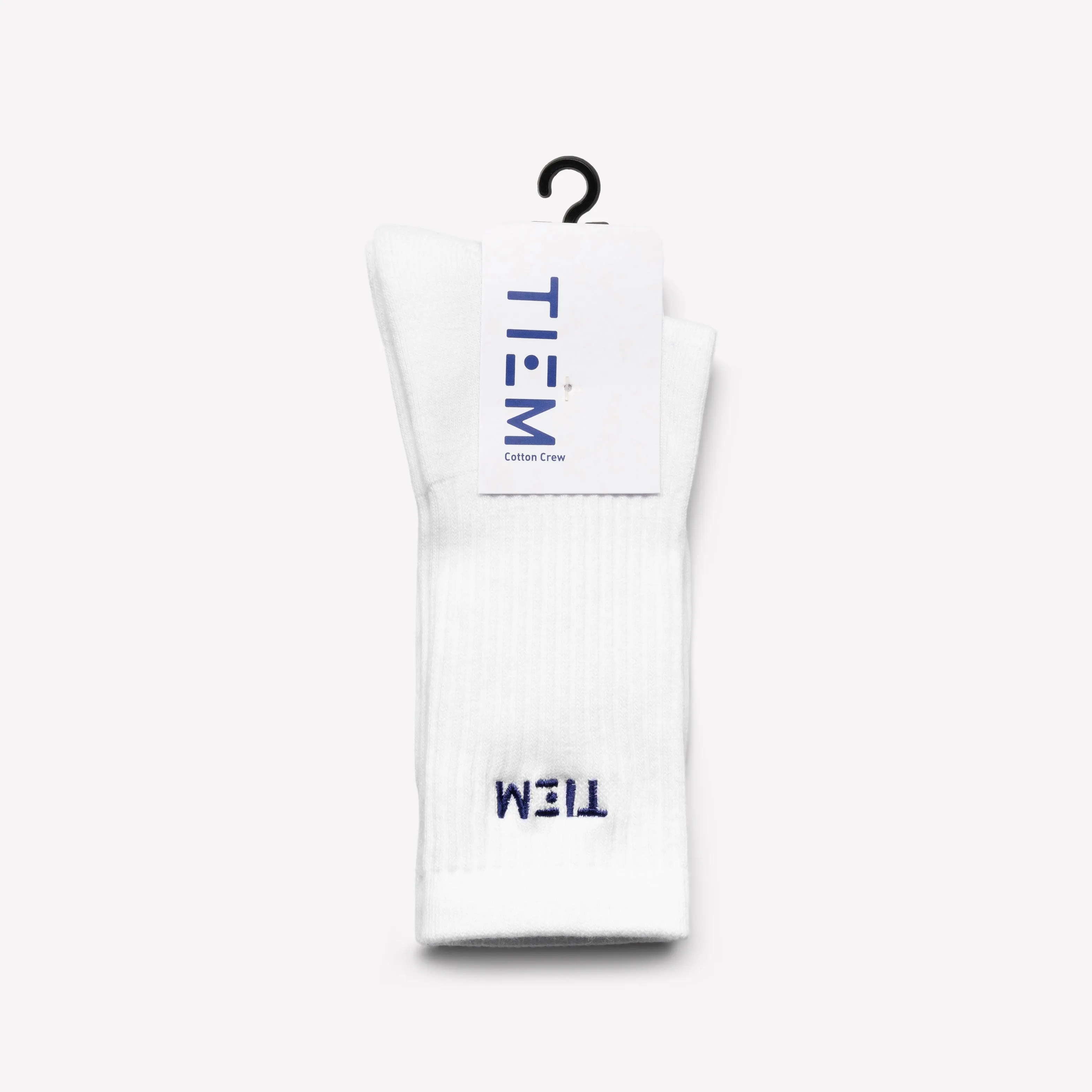 Cotton Crew Socks - White/Navy